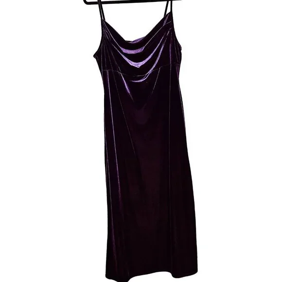 Dark Purple Velvet Empire Maxi Dress St Michael Marks & Spencer Vintage - Picture 5 of 6